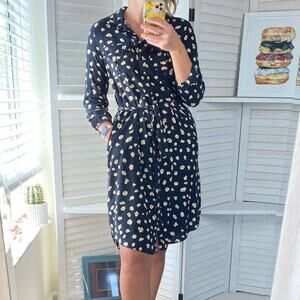 Reserved black and tan button down belted dress size 8